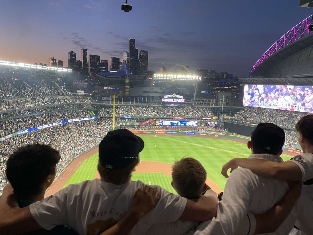 At a Mariners game with friends
